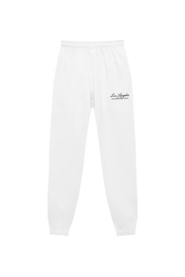 Sweatpants with embroidery - pull&bear