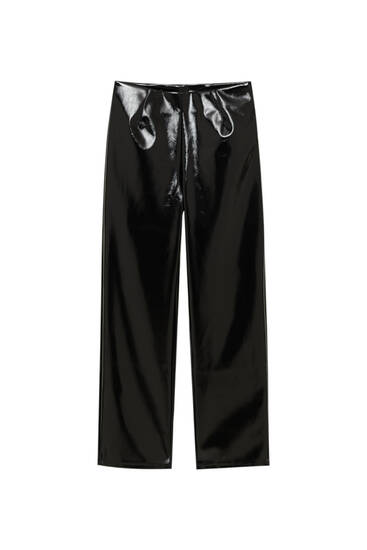 Faux patent trousers