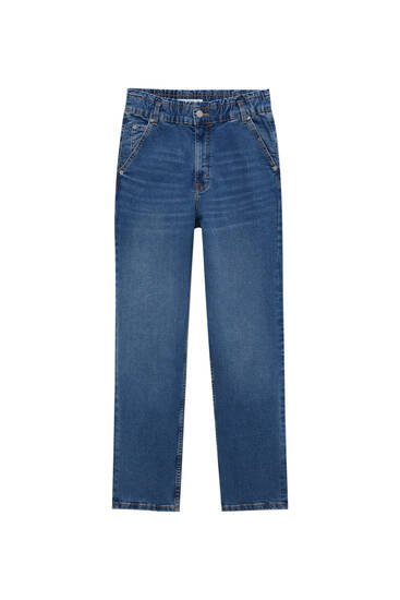 High-waist paperbag jeans