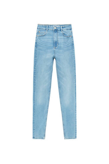 Mode Jeans Jeans taille haute Pull & Bear Jeans taille haute bleu style d\u00e9contract\u00e9 