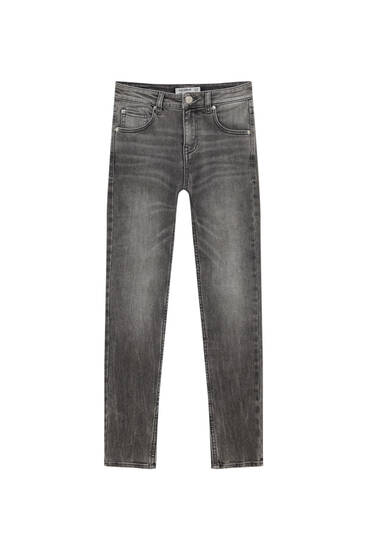 Dames Kleding voor voor Jeans voor Skinny jeans Stradivarius Denim Skinny Jeans Met Superhoge Taille En Scheur in het Grijs 