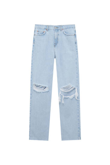 Jeans diritti con strappi