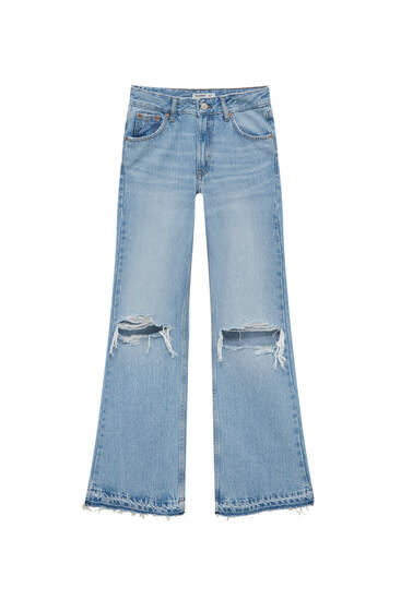 Pull&Bear Jeggings & Skinny & Slim Blu M sconto 80% MODA DONNA Jeans Strappato 