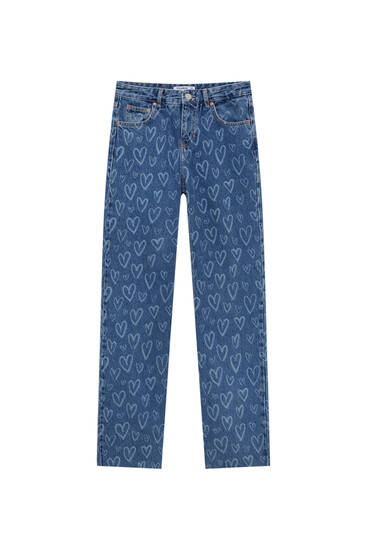 Straight jeans with hearts