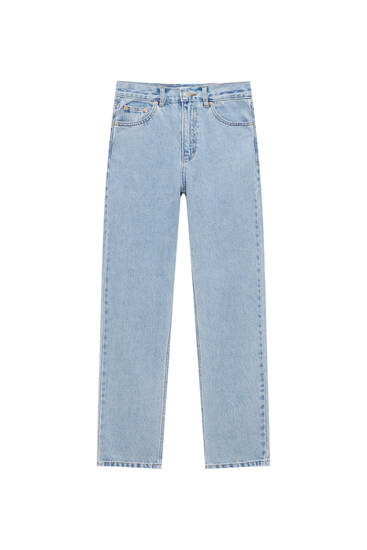 Jeans grigi a vita alta Dames Kleding Spijkerbroeken Ripped jeans Pull & Bear Ripped jeans 