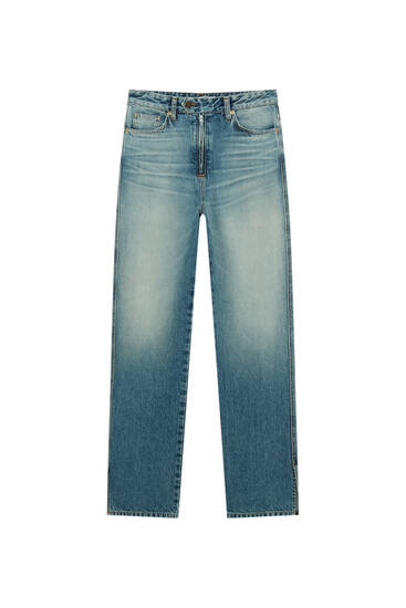 Straight-leg jeans with side waist