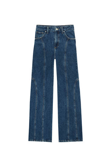 Straight-leg high waist jeans