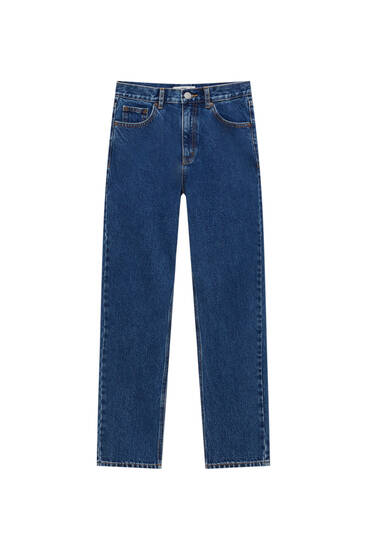 WOMEN FASHION Jeans Print discount 89% Blue Pull&Bear mom-fit jeans 