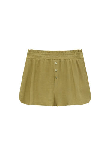 Flowing buttoned paperbag shorts