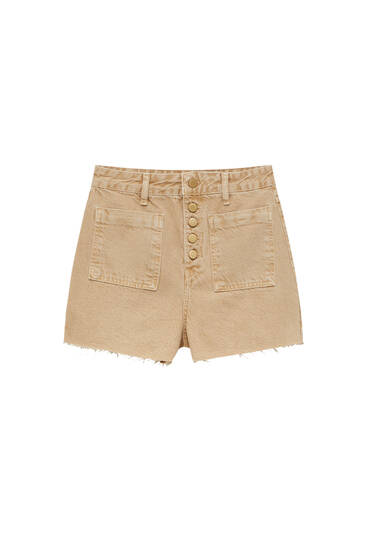 Jeans-bermudashorts mit paperbag-bund Zara Damen Kleidung Hosen & Jeans Kurze Hosen Bermudas 