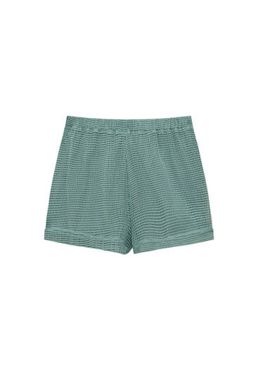 Rustic mesh fabric shorts