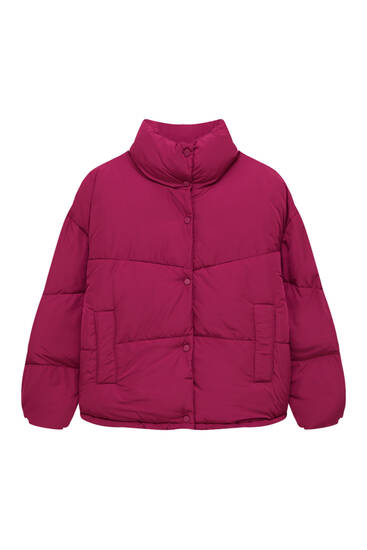 Puffer jacket with a funnel collar