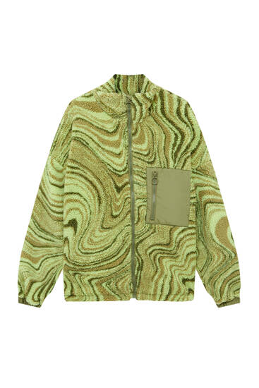 Fleece jacket with contrast pocket