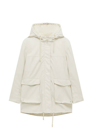 Raincoat with faux shearling lining
