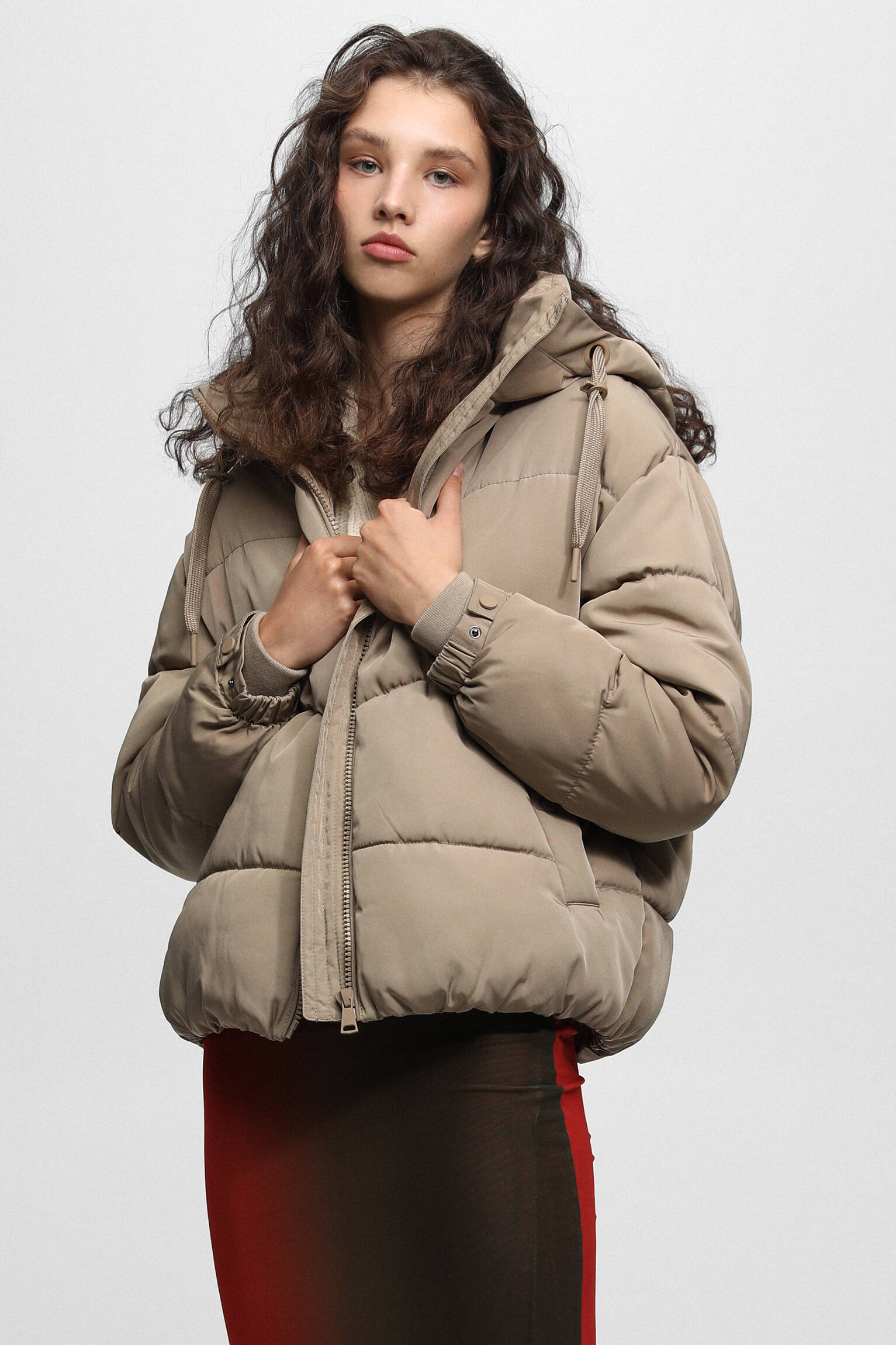 pull and bear brown puffer jacket