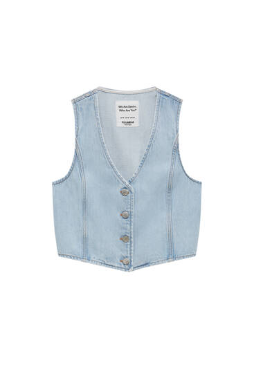 Denim waistcoat with front buttons
