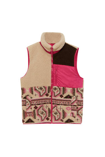 Patchwork faux shearling gilet
