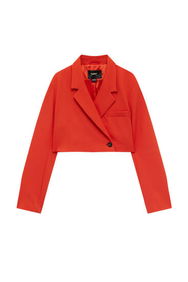 Roter Cropped-Blazer