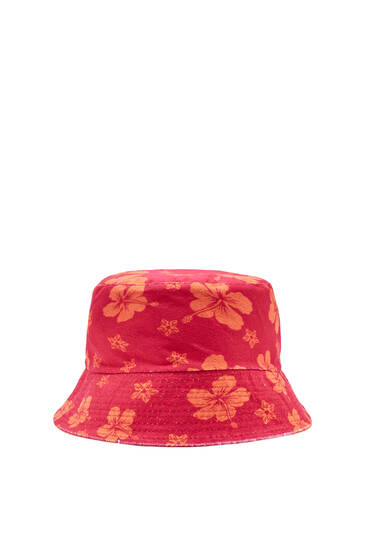 Καπέλο bucket ντουμπλ φας με χαβανέζικα λουλούδια