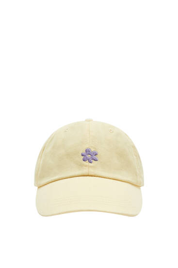 Καπέλο τζόκεϊ με κεντημένο λουλούδι