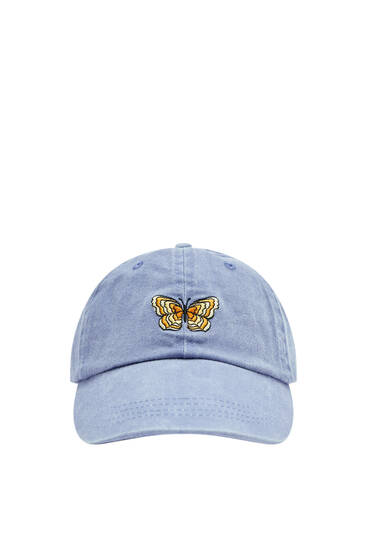 Embroidered butterfly cap