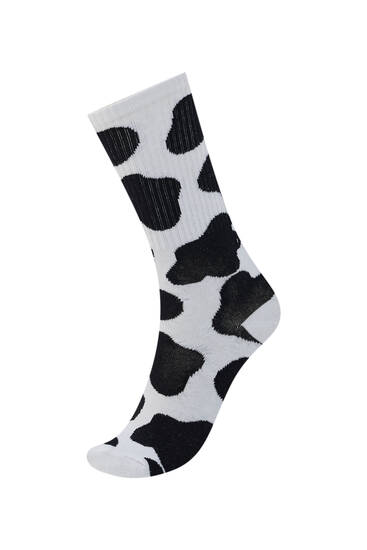 Ponožky s potlačou kravskej kože