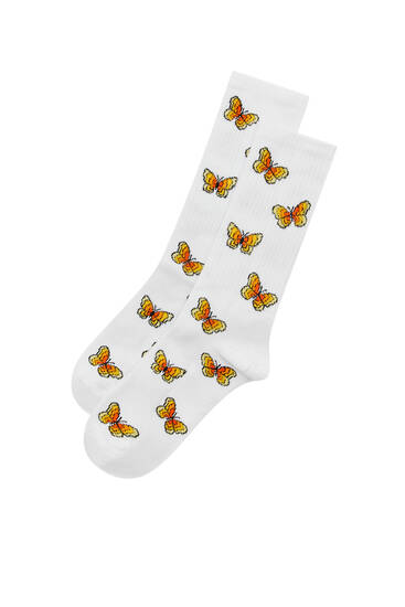 Long butterfly socks