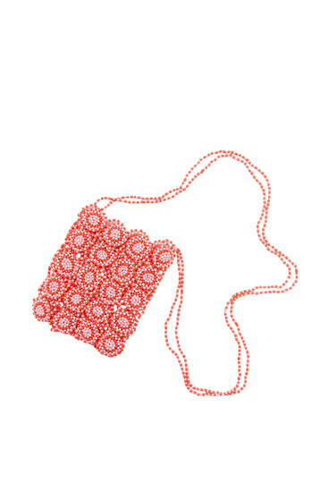 Beaded bag with shoulder strap