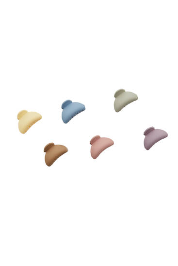 Pack of 6 hair clips with a matte finish