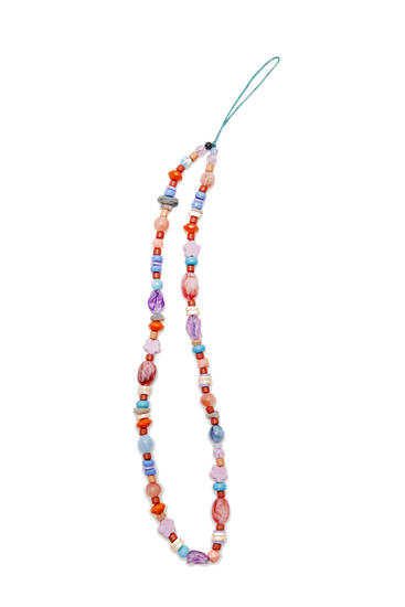Cordon mobile perles fantaisie multicolore