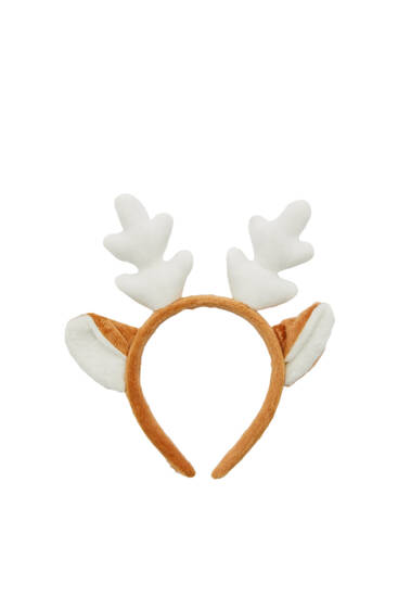 Fuzzy reindeer Christmas headband