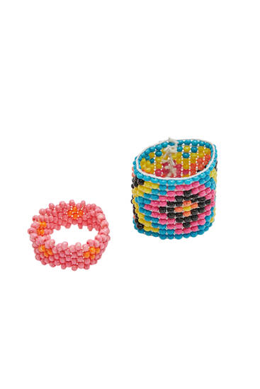 2-Pack ringen met geometrische kralen