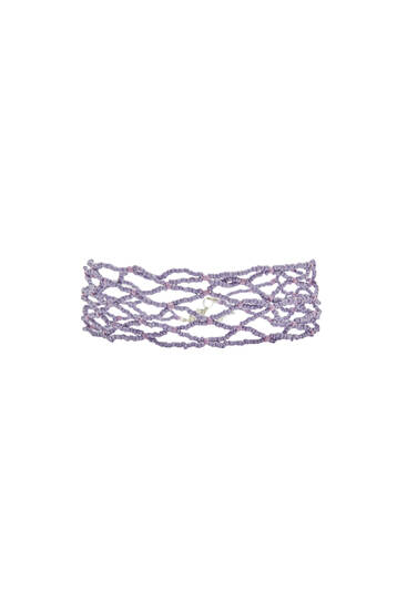 Lilac diamond bead choker necklace