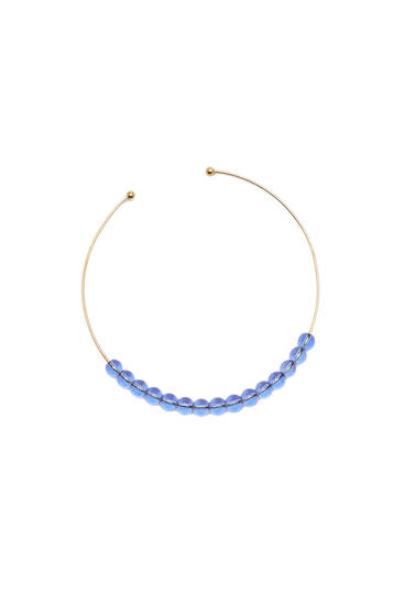 Modrý choker náhrdelník s korálikmi