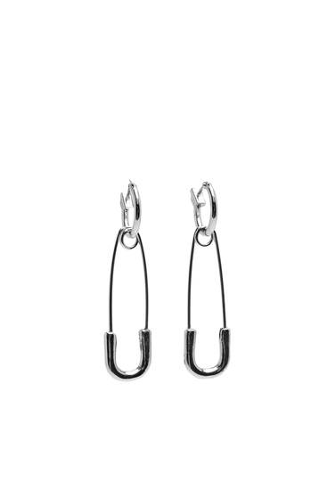 Safety pin hoop earrings