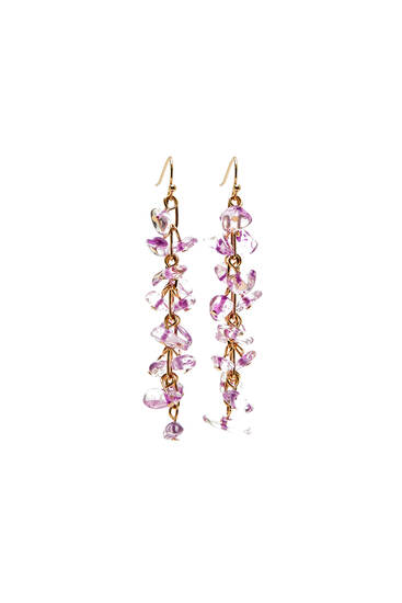 Dangle earrings with lilac stones