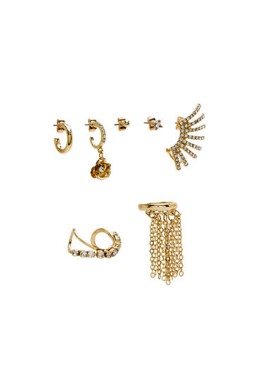 7-pack of golden earrings