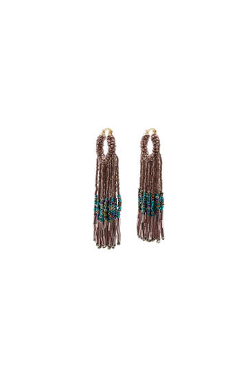 Colourful bead drop earrings