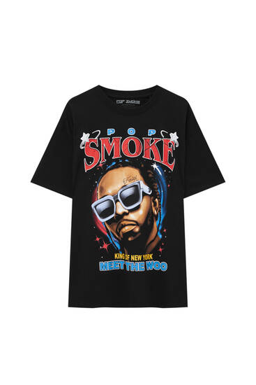 segundo Plasticidad Contratista Pop Smoke King of New York baskılı t-shirt - PULL&BEAR