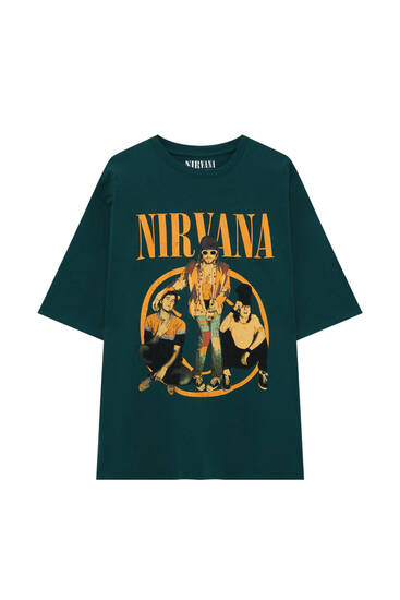 Tricou verde cu Nirvana