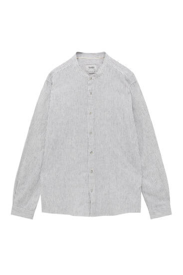 Basic striped shirt with stand-up 