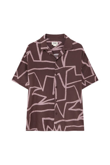 Short sleeve zigzag print shirt