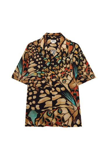 Short sleeve shirt butterfly print shirt