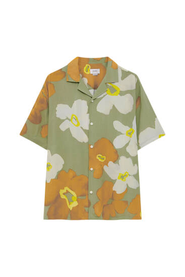 Short-sleeve floral-print shirt