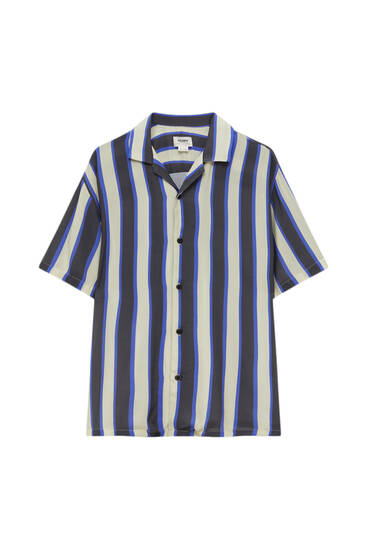 Collared striped print shirt