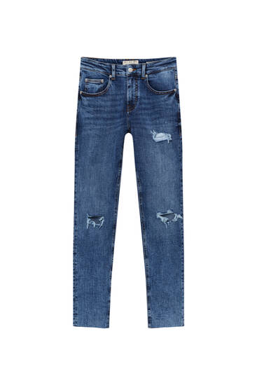 Τζιν παντελόνι super skinny fit premium με σκισίματα