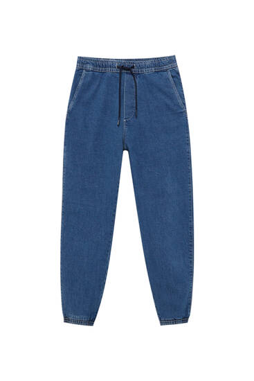 Jogger jeans with elastic waistband