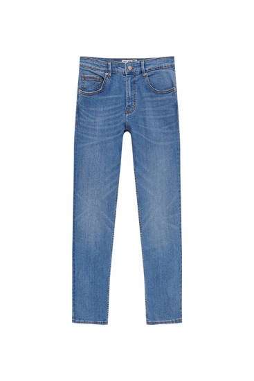 Modré super skinny džínsy