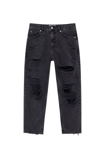 Relaxed fit jeans with ripped detailing