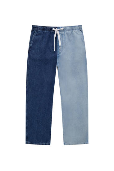 Jeans-Joggerhose mit Colour-Block